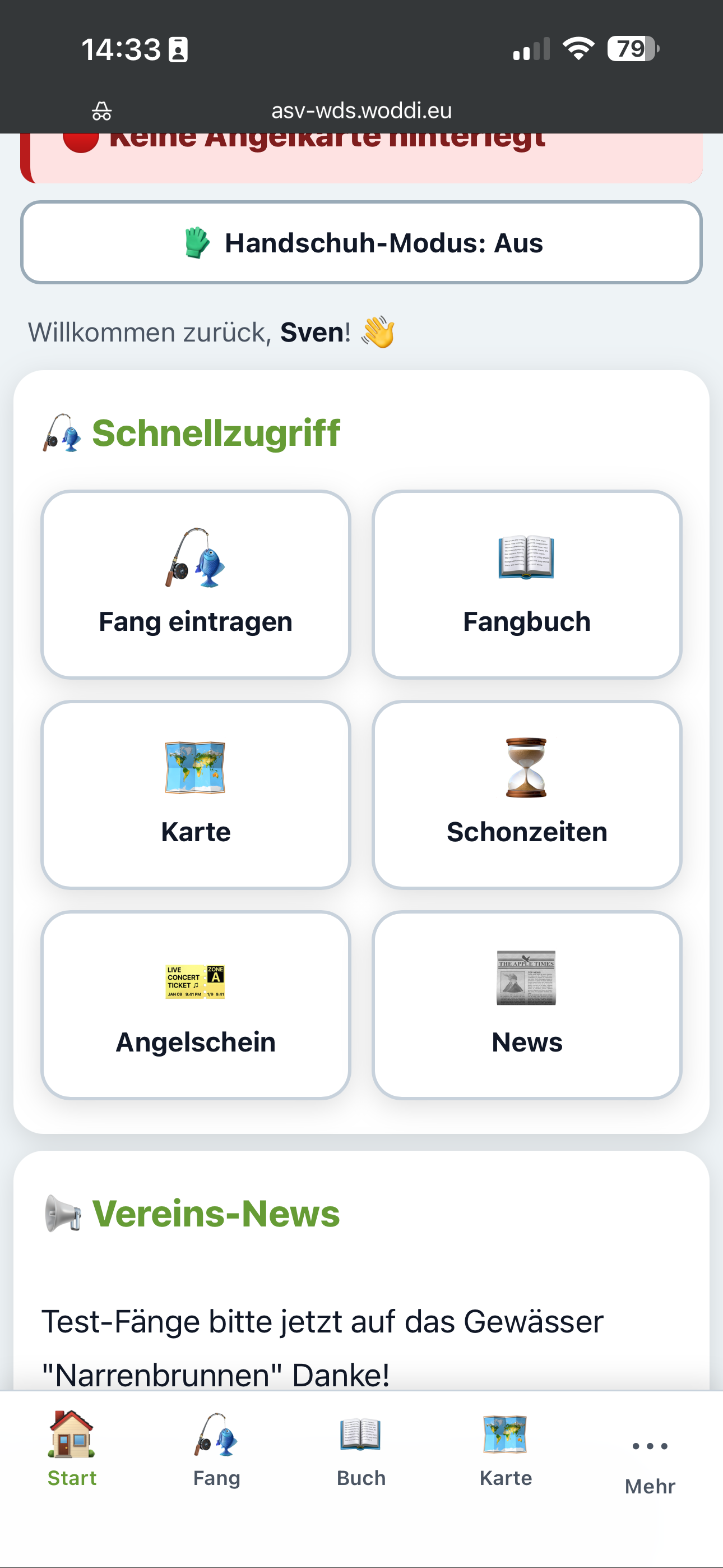 Startseite und Dashboard nach Login